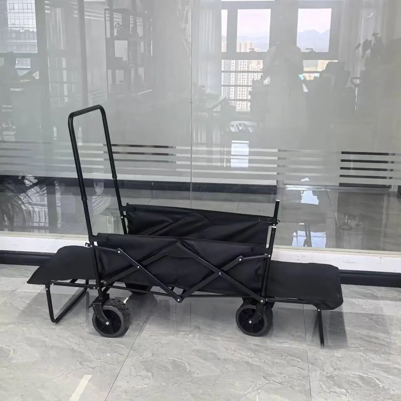 180° Lie down Folding Wagon Chair Bed Cargo Cart Camping Outdoor BBQ Shopping and Park Use Doubles as Cart and Comfortable Seat