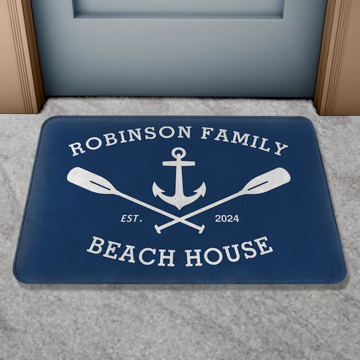 Personalized Custom Boat Name Doormat Indoor Outdoor Anti Slip Bath Mat Welcome Aboard Door Mat Home Decor Bathroom Rug