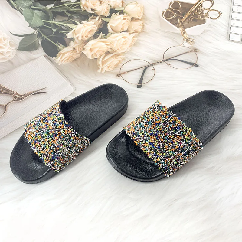 Slippers met pailletten Luxe strass decoratie sandalen Casual pantoffels dames