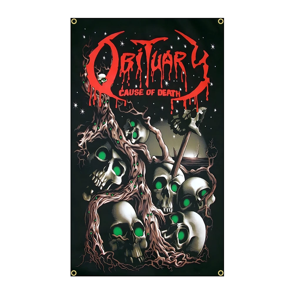 Heavy-Rock-Band Obituarys Flagge aus Polyester, bedrucktes Banner für Garagenwandkunst, Außendekoration mit Ösen