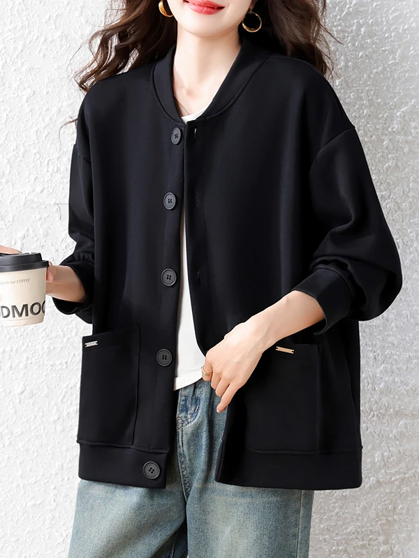 Authentic Fall 2026 Casual Loose Single-Button Large Size Women's Jacket Lazy Style Polyester Fiber Straight Body Fit