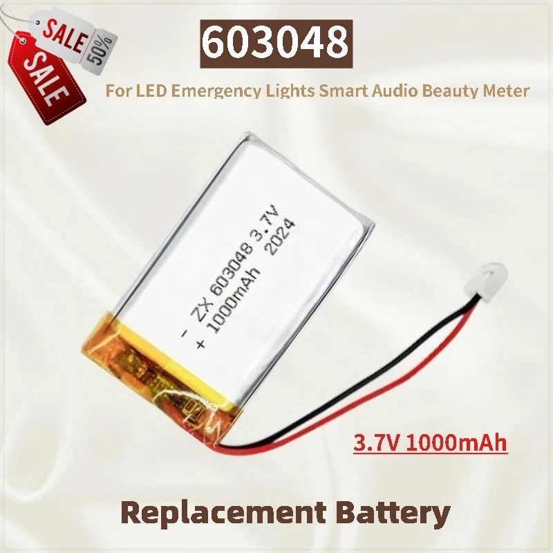 

High Quality 603048 Battery 3.7V 1000mAh for LED Emergency Lights Smart Audio Beauty Meter Brand New Replacement Battery