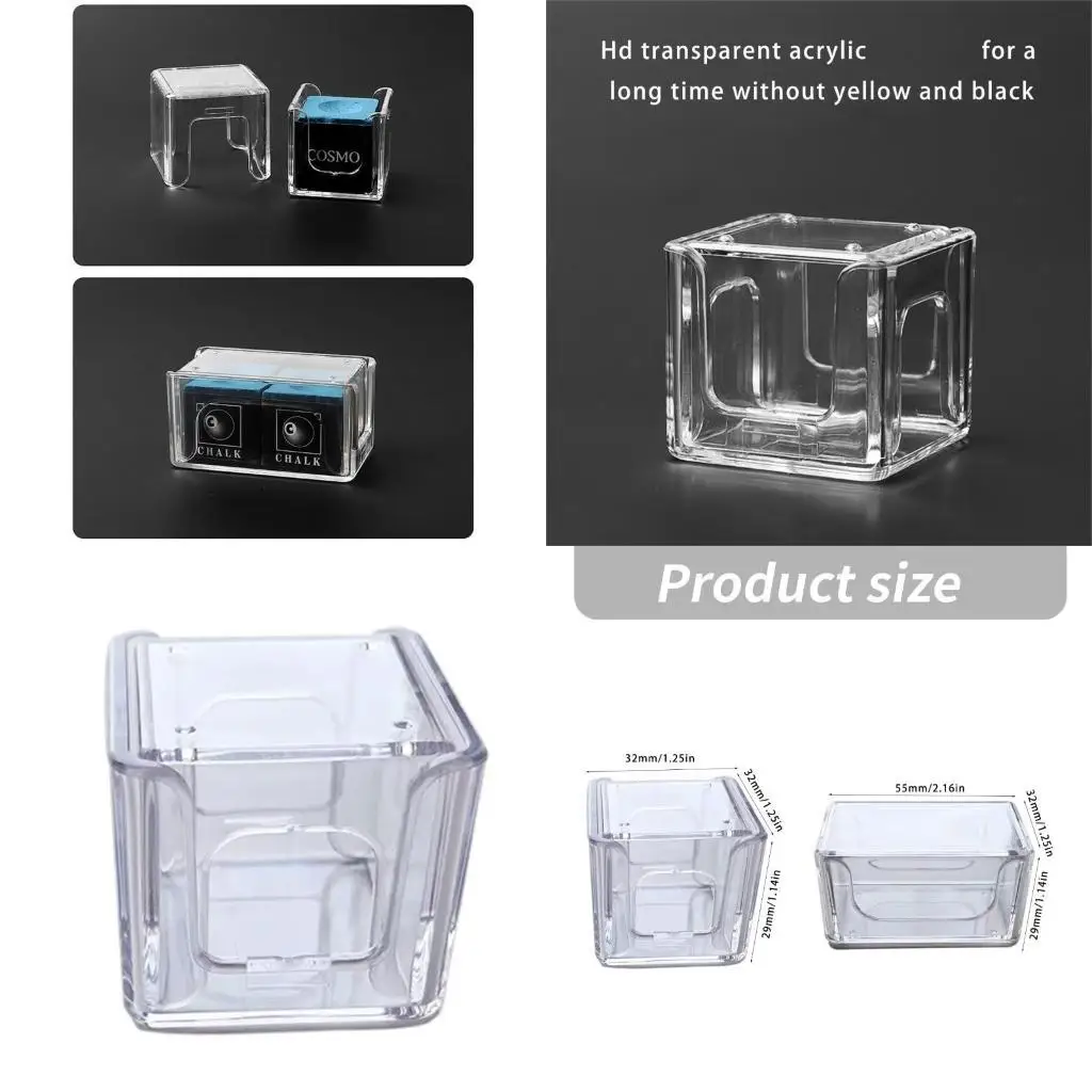 

Y1UC Billiard Chalk Storage Box Portable Acrylic Billiard Chalk Powder Box Enduring
