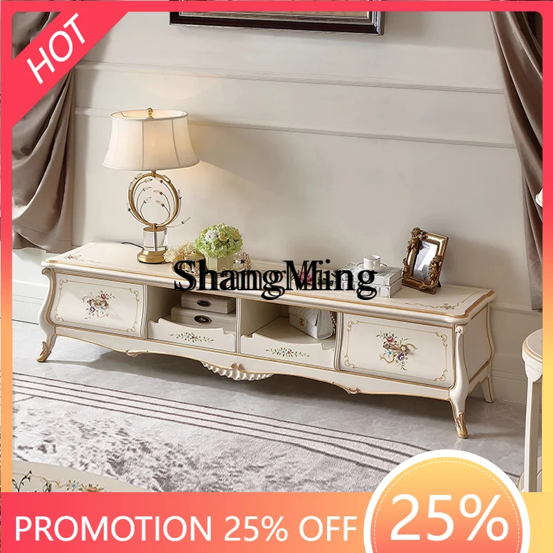 

Стильный и элегантный телевизионный шкаф в стиле лёгкой роскоши, высококачественный напольный шкаф для гостиной, низкий шкаф с художественной отделкой, из массива дерева.