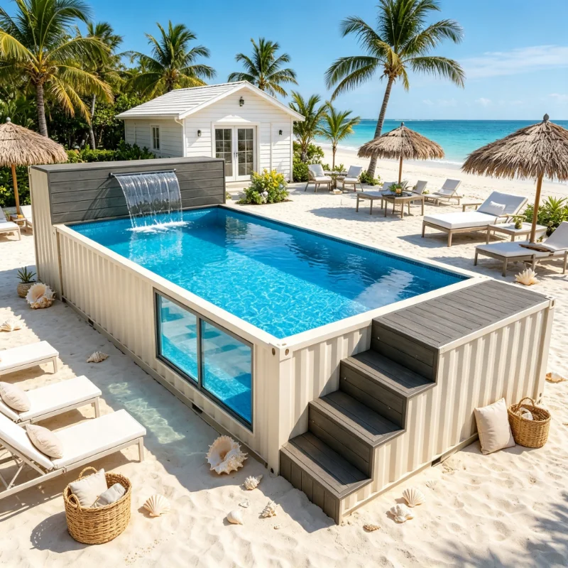 Luxury Acrylic Container Pool Above Ground Swimming Pool with Built in Filtration System Ready Made Outdoor Pool for Villa Hotel