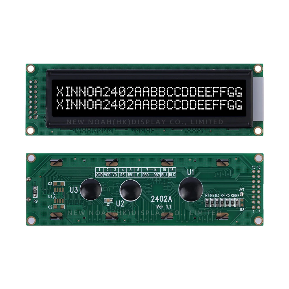 BTN película negra Pantalla de matriz de puntos LCD blanca 2402A LCM24 * 2 Módulo de matriz de puntos Módulo multilingüe 5V ST7066U Módulo de pantalla LCM