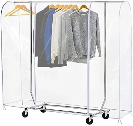 

Ruibo Clear Garment Rack Cover with Double Zippers - Dustproof & Waterproof (71x20x60 in)