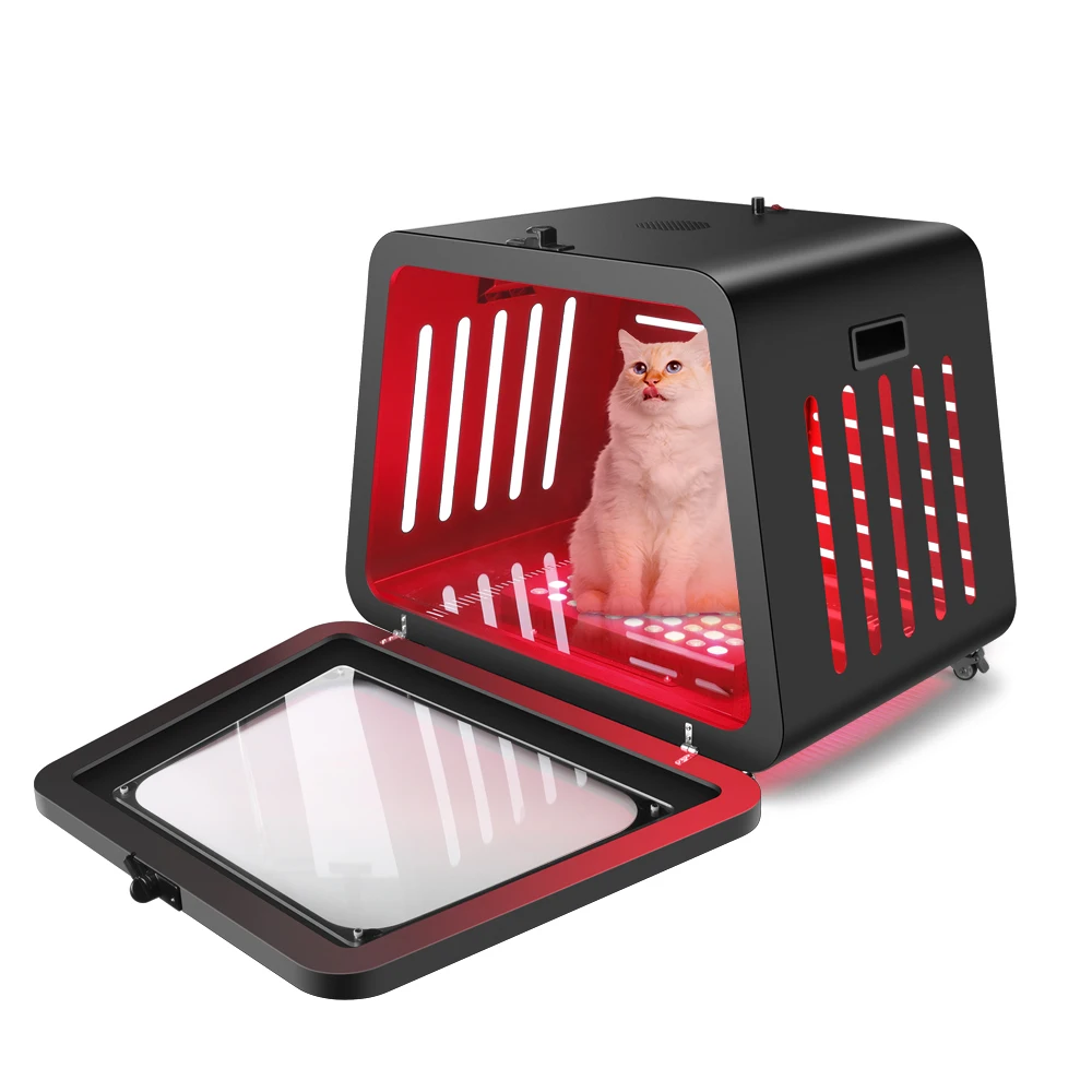 Cats and Dogs Pet Crate Carrier Kennel with Metal Health Device Bed House