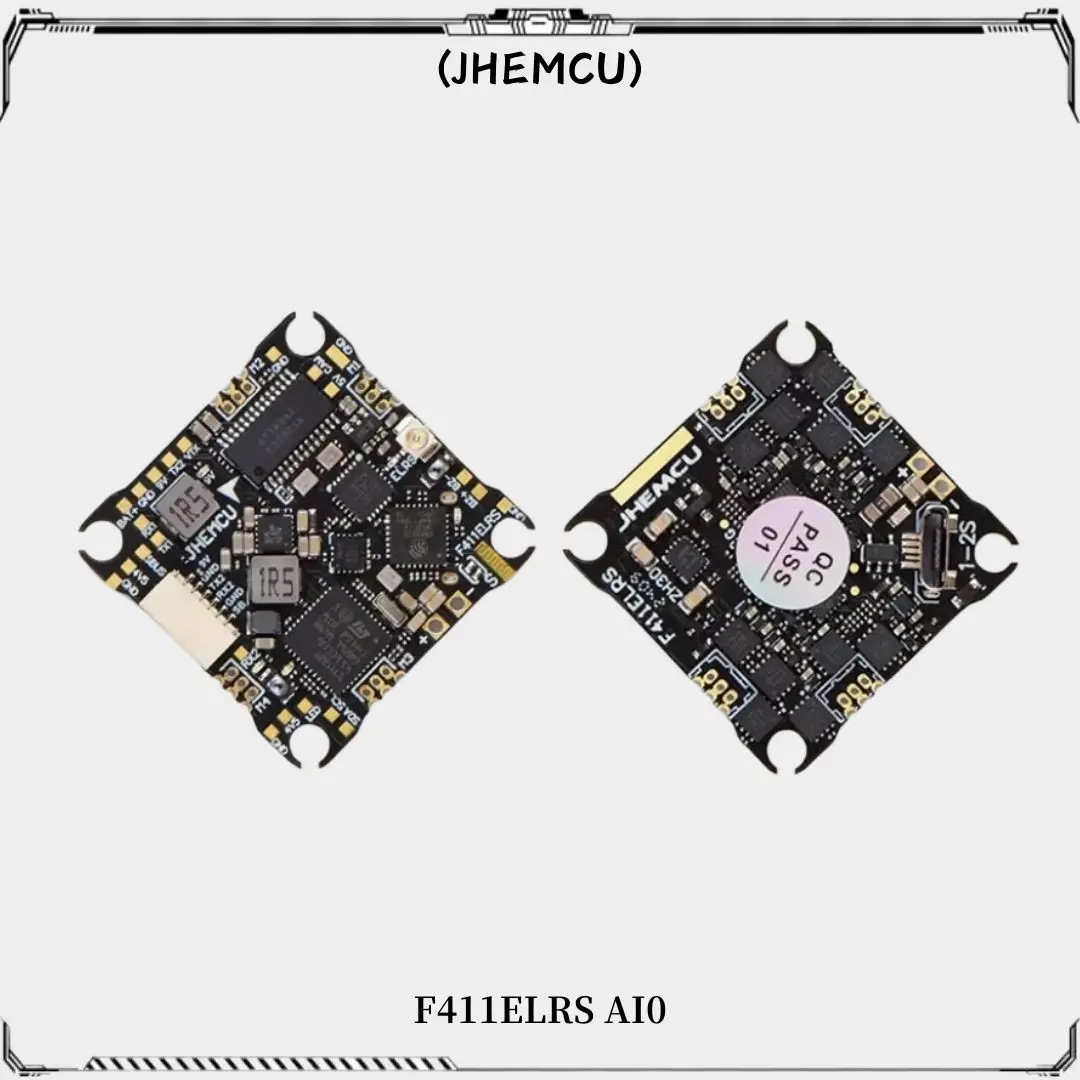 JHEMCU F411ELRS AIO Flight Controller ICM42688-P OSD BLHELI_S 1-2S 12A 4in1 ESC ELRS 2.4G M3,25.5X25.5mm for RC FPV Drone