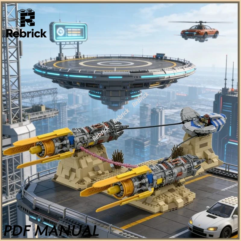 

Classic Desert Podracer MOC Building Blocks Sand Planet Scene Tatooine Display Landscape Model Bricks Decor Gift