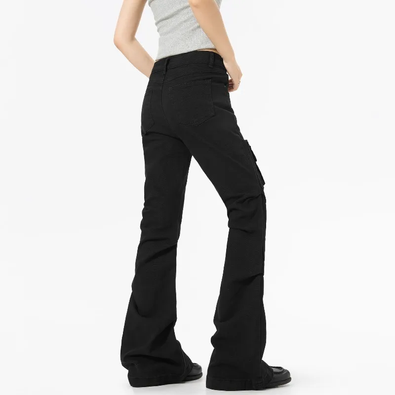 OR FL American Streetwear Brand High Street Micro 97 Cotton Women Cargo Trousers Multiple Pockets Fold Tight Look Taller Slacks