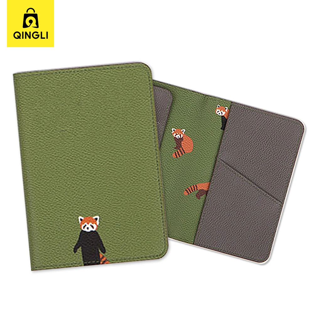 New Cartoon Passport Cover Travel Accessories Cute Raccoon Fox Flamingo Pattern Passport Holder Wallet Air Ticket Card Holder