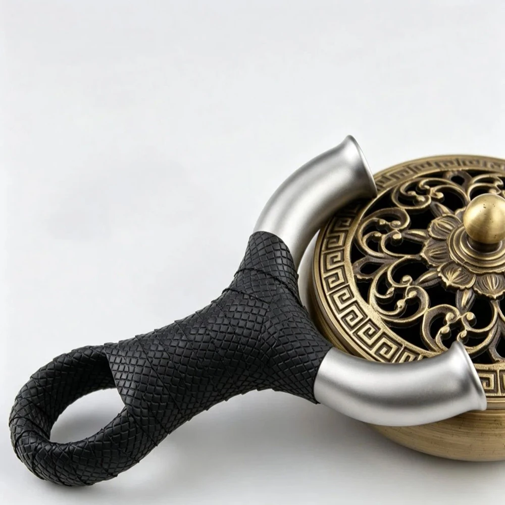 Stainless Steel Slingshot Y-Shaped Round Fork Wrapped Grip Outdoor Target Precision Practice Gear