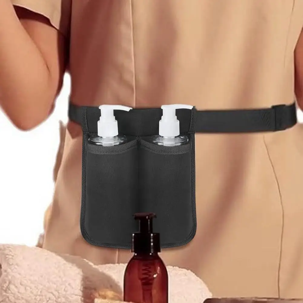High Buckle Massage Accessory Massage Bottle Bag with Adjustable Belt Professional Massage Therapist Holster for 1 or 2 Bottles