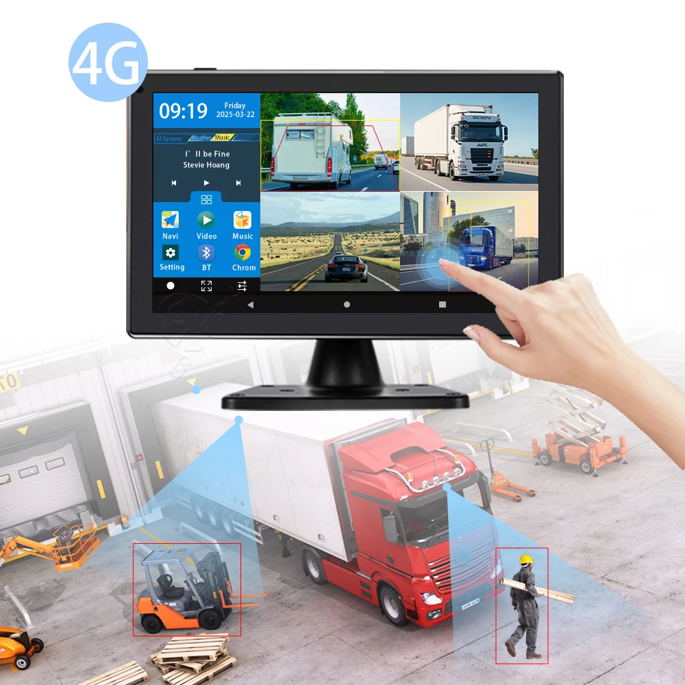 IPS HD 4G Android 10 system smart car display, rotatable rear-seat multimedia touchscreen, 4K, with BT, WiFi & reverse assist