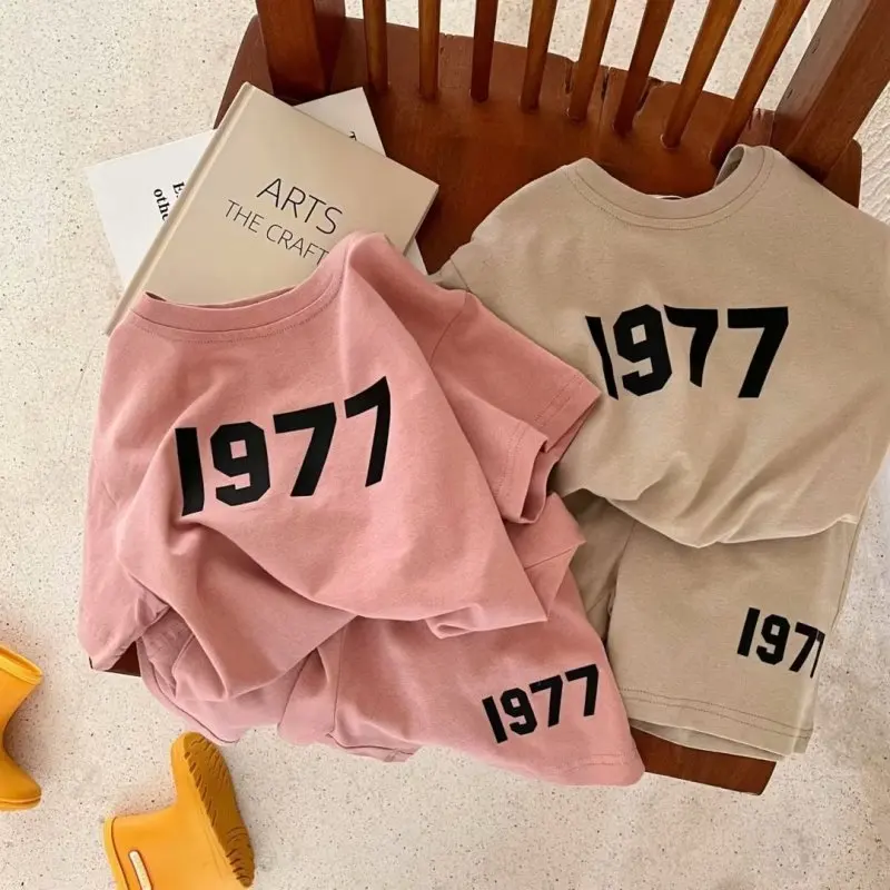 Girls Summer Clothing Suit Children Short-Sleeved Shirt Shorts 2Pcs Sets Baby Loungewear Fashion Letter Outfits