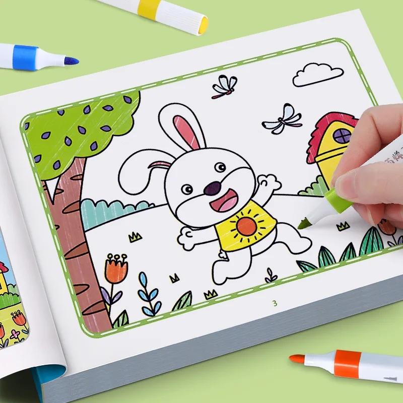 Cartoon Animal Drawing Book, Children's Colored Pen Drawing, Painting Graffiti Coloring Book,Fun Coloring Toy Book