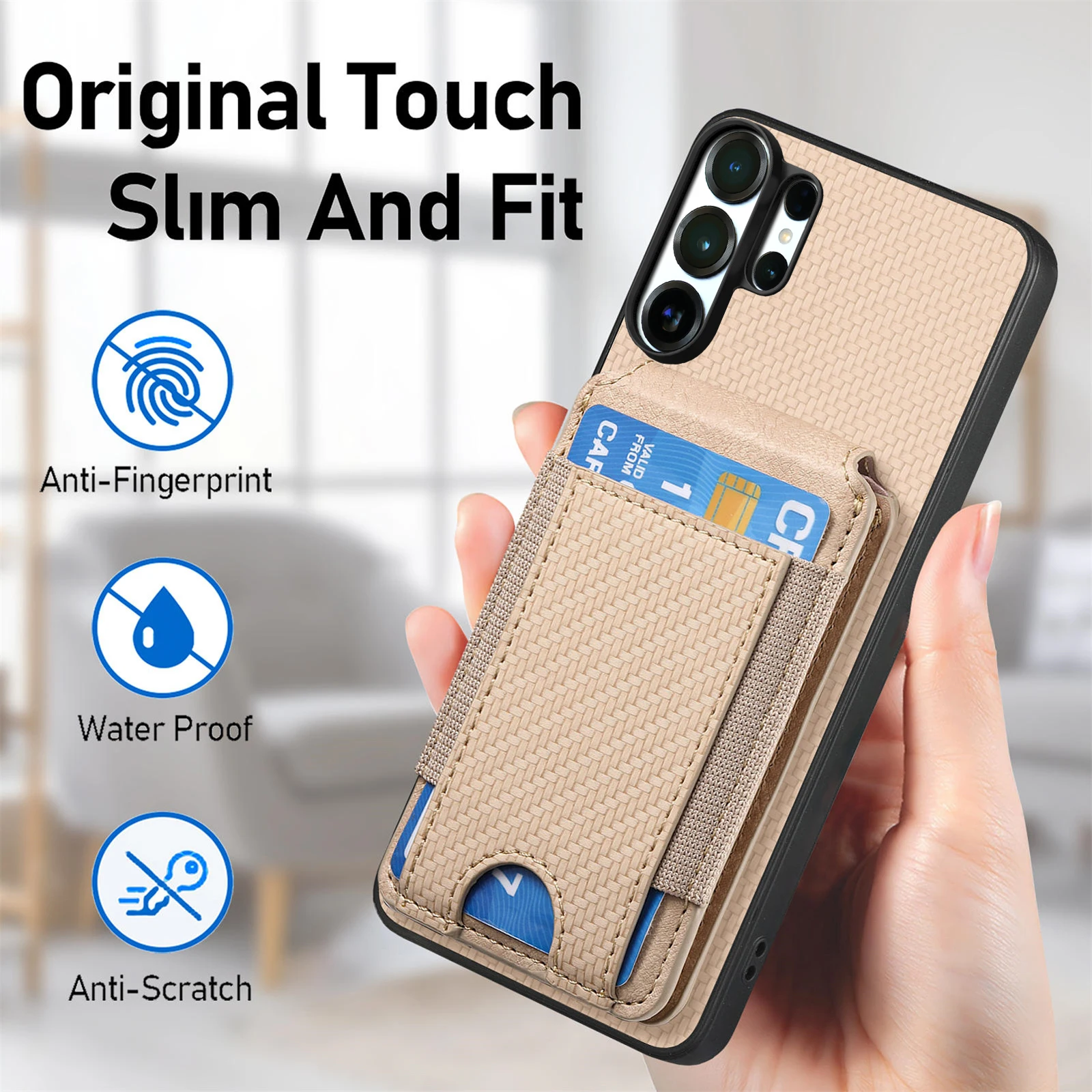 For Samsung Galaxy S26 Ultra S26 S25 S24 S23 Ultra Case Carbon Fiber Wallet Cards Solt Holder Folding Shockproof Hard Back Cover