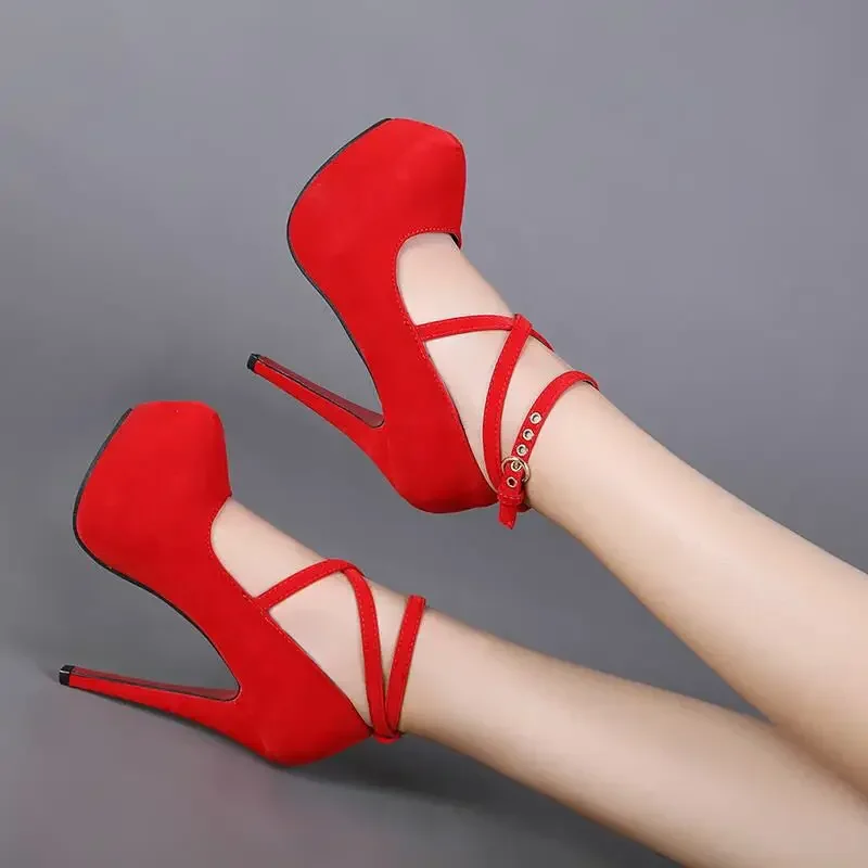 Sexy Classic High Heels Women's Sandals Summer Shoes Ladies Strappy Pumps Platform Heels Woman Ankle Strap Shoes