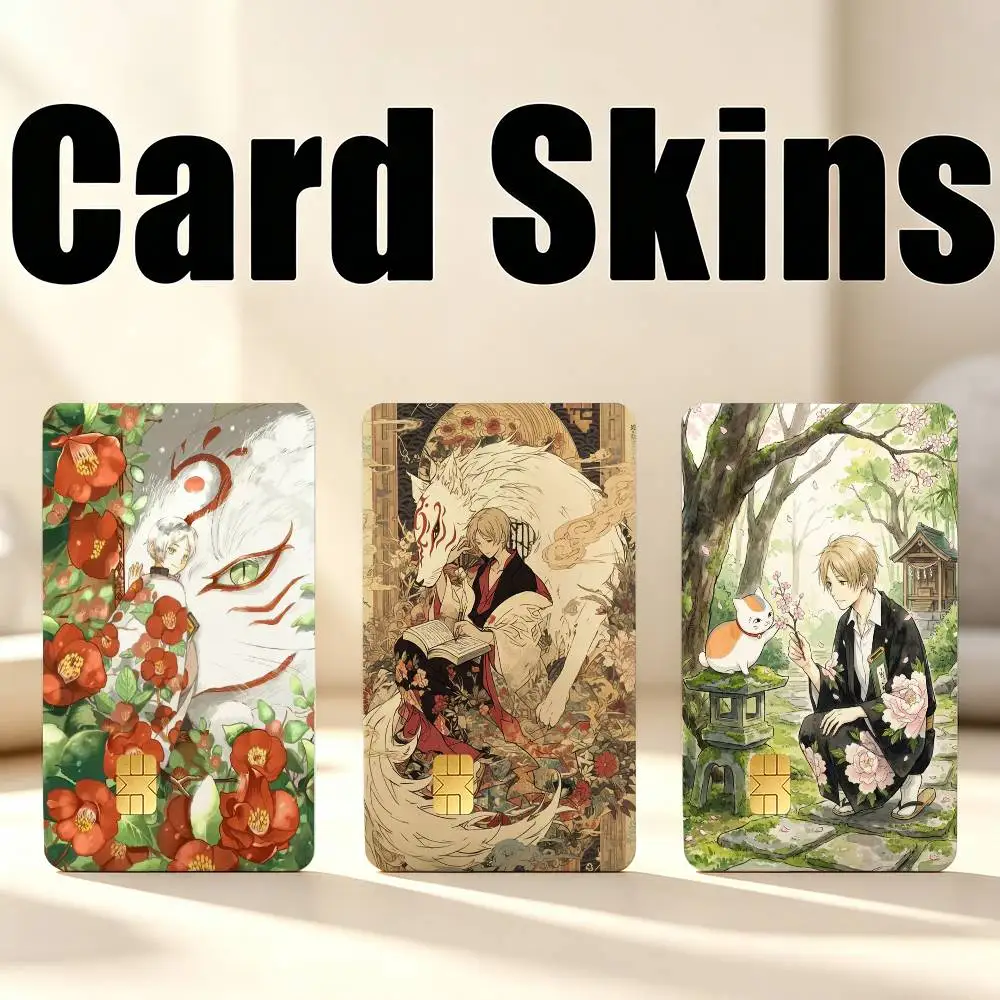 Anime N-Natsume Nyanko  1Set 4Pcs Waterproof Card Skin Stickers for Credit Bus IC Cards