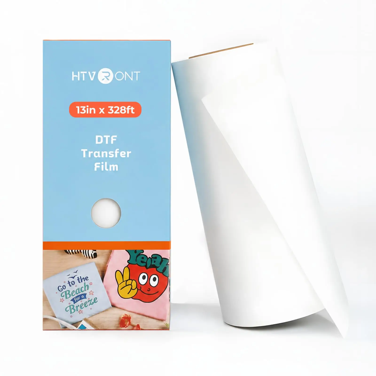 HTVRONT DTF Transfer Film Roll 13' X 328ft, Strong Ink-Absorption DTF Film 100m with Anti-static Print Side & Anti-slip Back Side, Vivid Color & High Transfer Rate for A3 DTF Printer