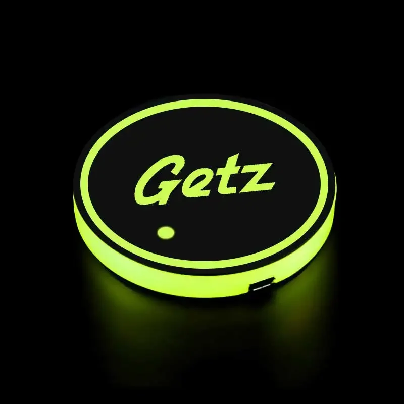 7 Colors Car Water Coaster Drinks Holder Decor For Hyundai Getz Luminous Logo Cup Mat Pad LED Atmosphere Light Auto Styling