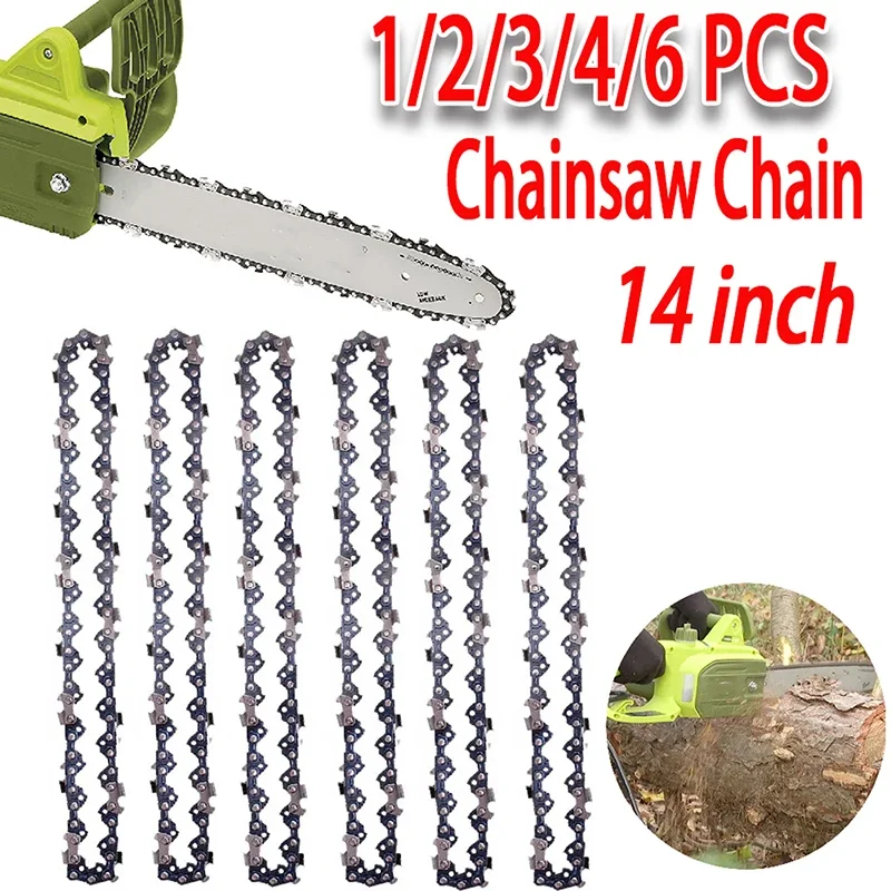 

14 inch Semi Chisel Chainsaw Chain 3/8" LP Pitch 26 Cutter Replacement Blades 52 DL Drive Electric Saw Accessories 1/2/3/4/6Pcs