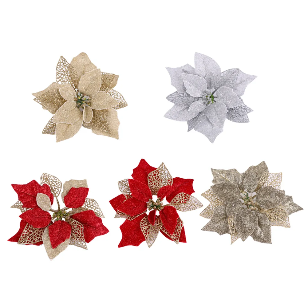 

5 Pcs Christmas Flower Wall Decoration Tree Decorations Artificial Small Ornaments