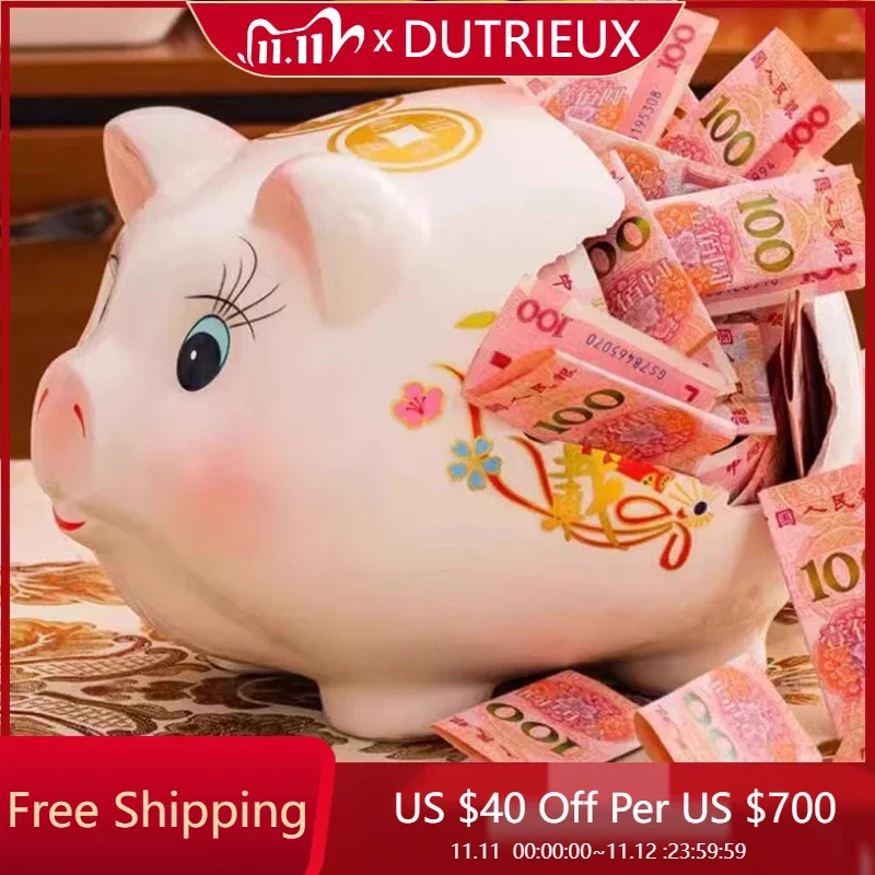 

Ceramic Storage Piggy Bank Pig Gift Kids Toy Family Storage Euro Coin Does Not Open Money Boxes Mini Skarbonka Room Decoration