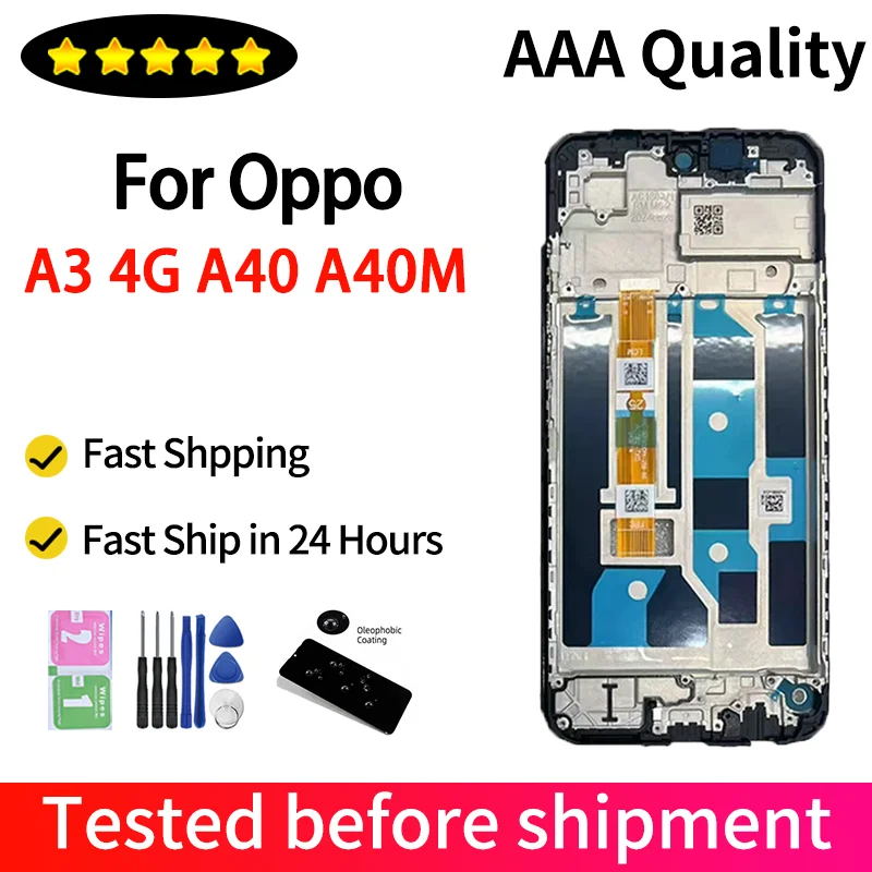 Tela ips de 6.67 polegadas para oppo a3 4g a40 a40m a60 (latam) tela lcd painel de toque digitalizador cph2669 cph3669 lcd com moldura