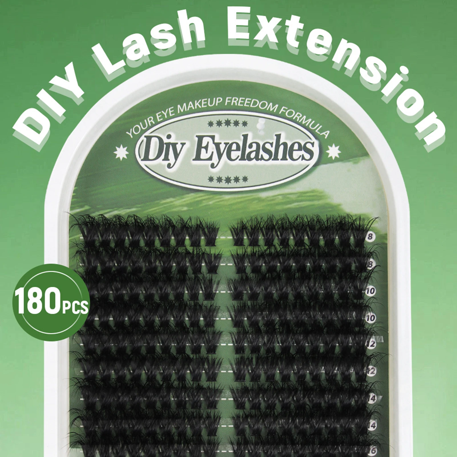 Kępki rzęs DIY 180 szt. mieszane długości 8-16mm skręt D czarne przedłużanie rzęs pojedyncze kępki naturalne rzęsy zwiększające objętość