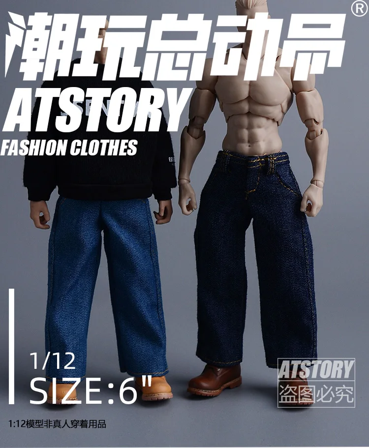 ATStory 1/12 Werkbroek Wijde Pijpen Jeans Casual Broek Kleding Model Fit 6 ''Azi 3.0 Notaman Romankey Soldaat Action Figure body