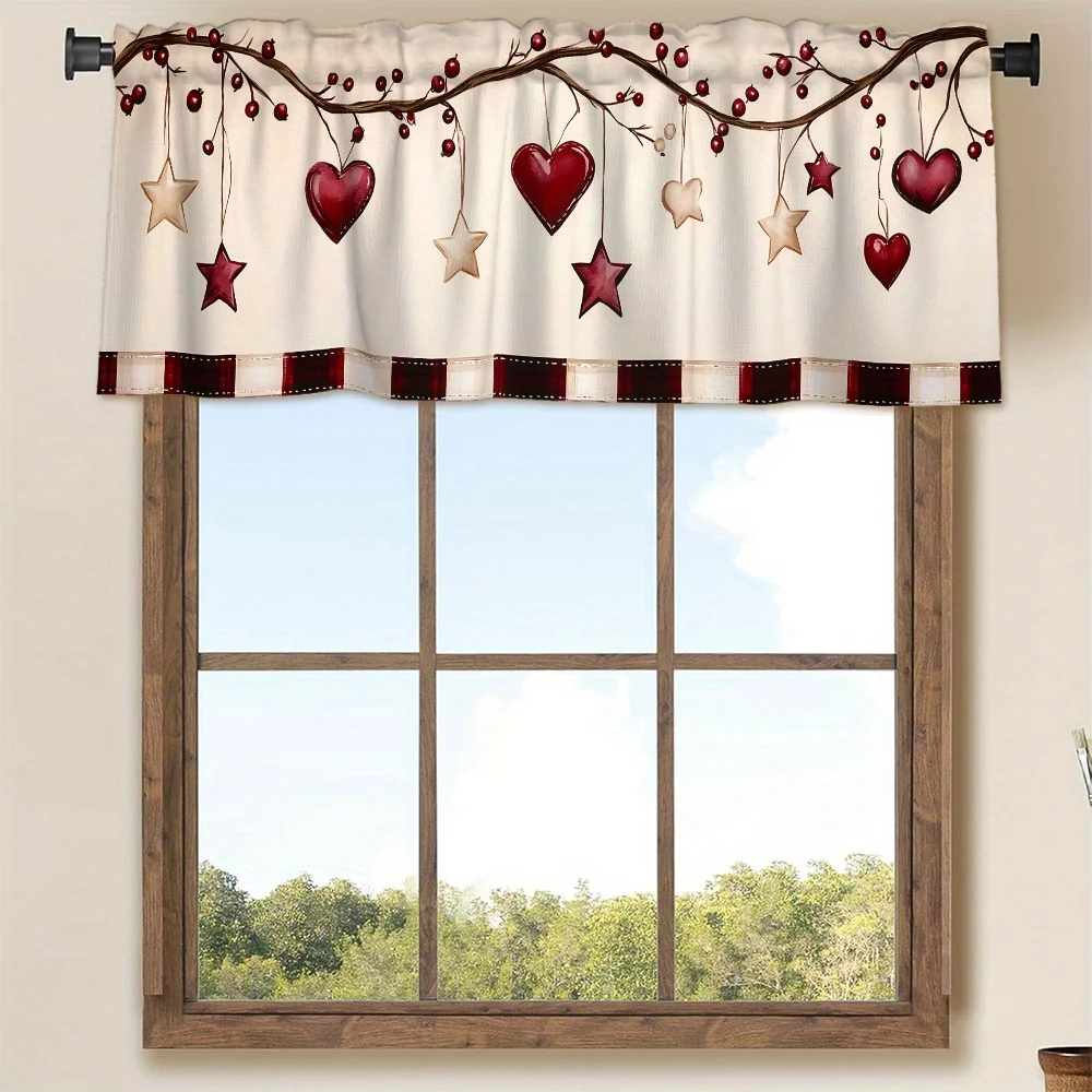 

1pc Branch Love Pattern Kitchen Curtain, Kitchen Home Short Curtain, Suitable for Kitchen, Bathroom, Living Room or Cafe Decor