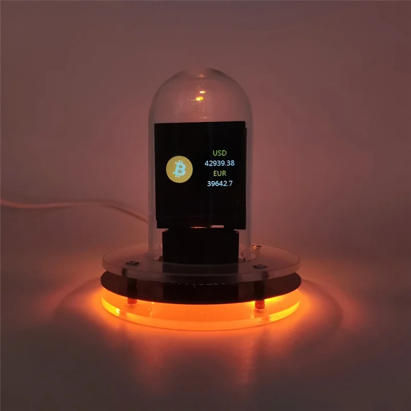 GROCE-Bitcoin Price Tracker Nixie أنبوب ساعة تنبيه مع أضواء RGB ملونة ومحطة الطقس WIFI ألبوم DIY وGIF