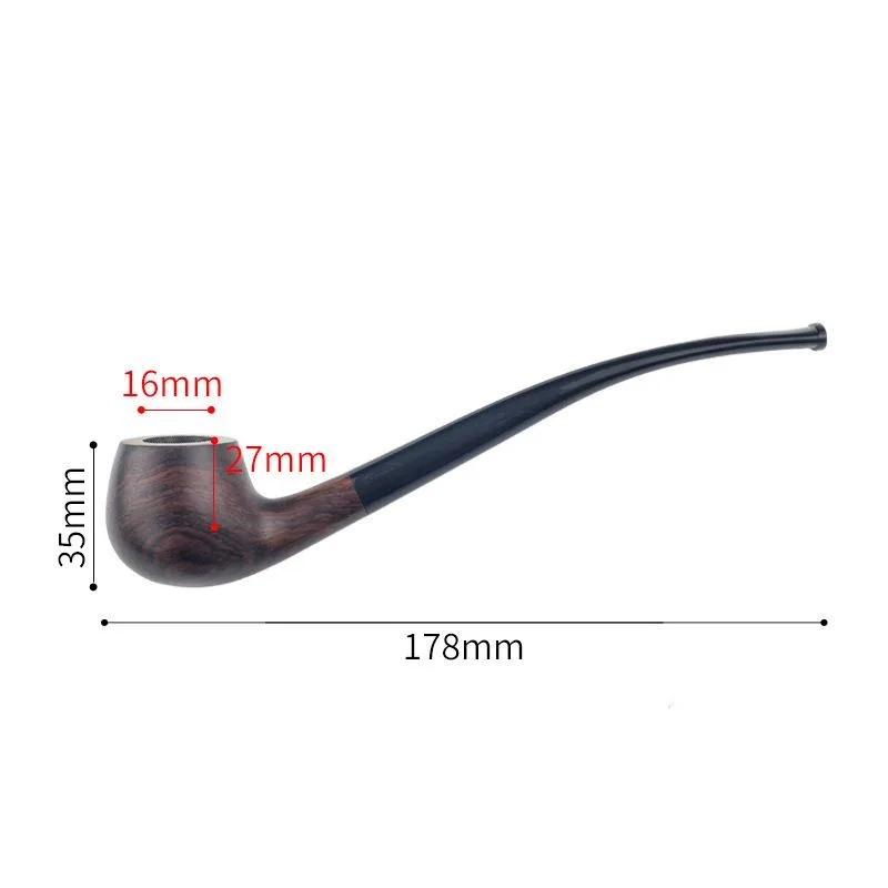 Ebony Reading Pipe Long Tobacco Pipe with 3mm Metal Filter Classic Solid Wood Smoking Pipe Gift for Men view 2