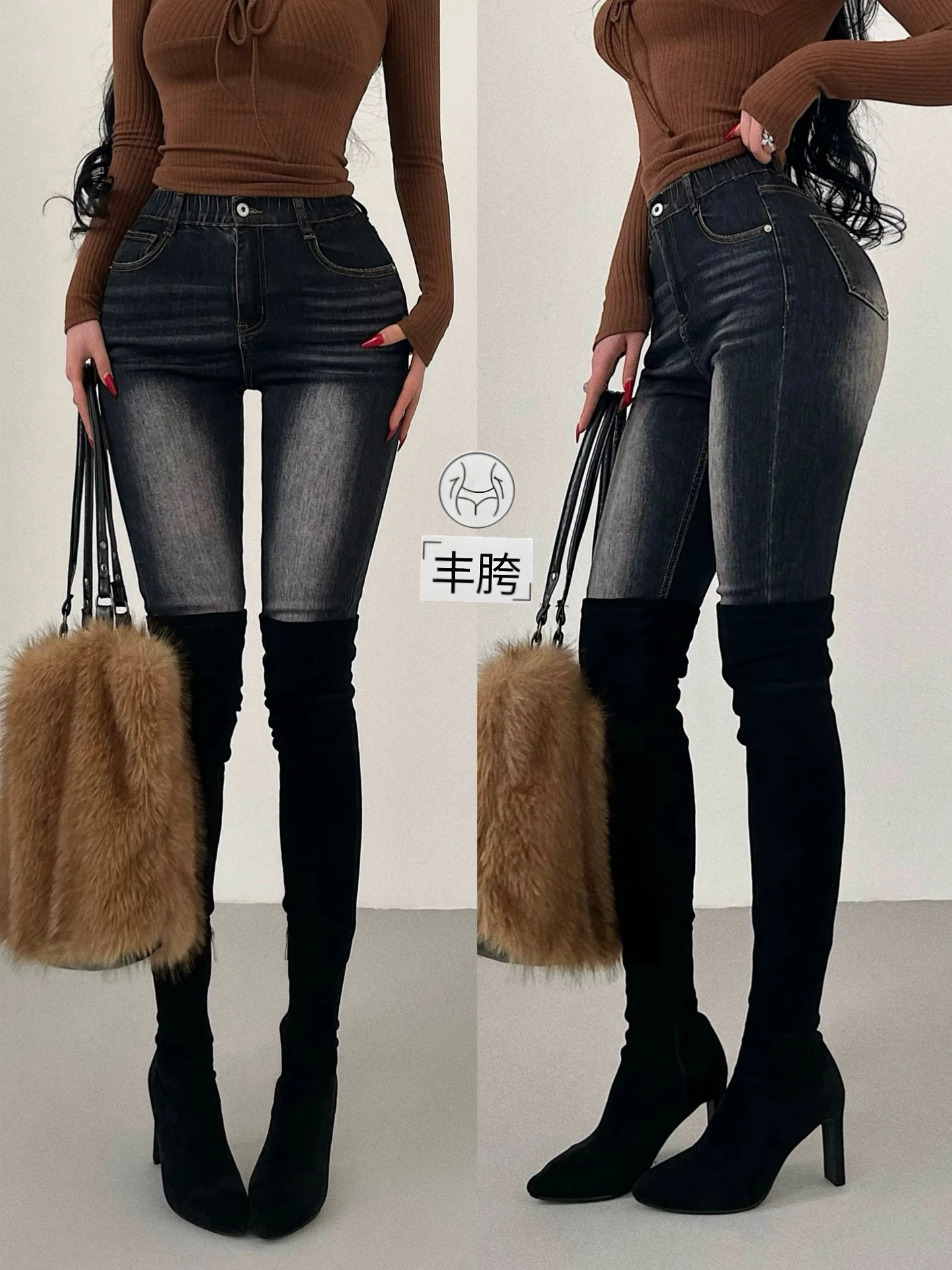 

Модные женские джинсы скинни с высокой талией, на пуговицах, с высокой эластичностью, укороченные, с зауженными штанинами