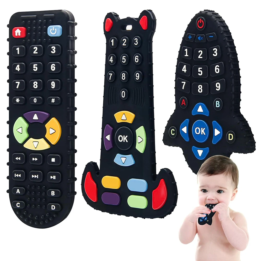 Baby Toys 6 12 Months Silicone Teething Toys Remote Control Shape Teether Infant Chew Toys Sensory Teethers for Babies Newborns