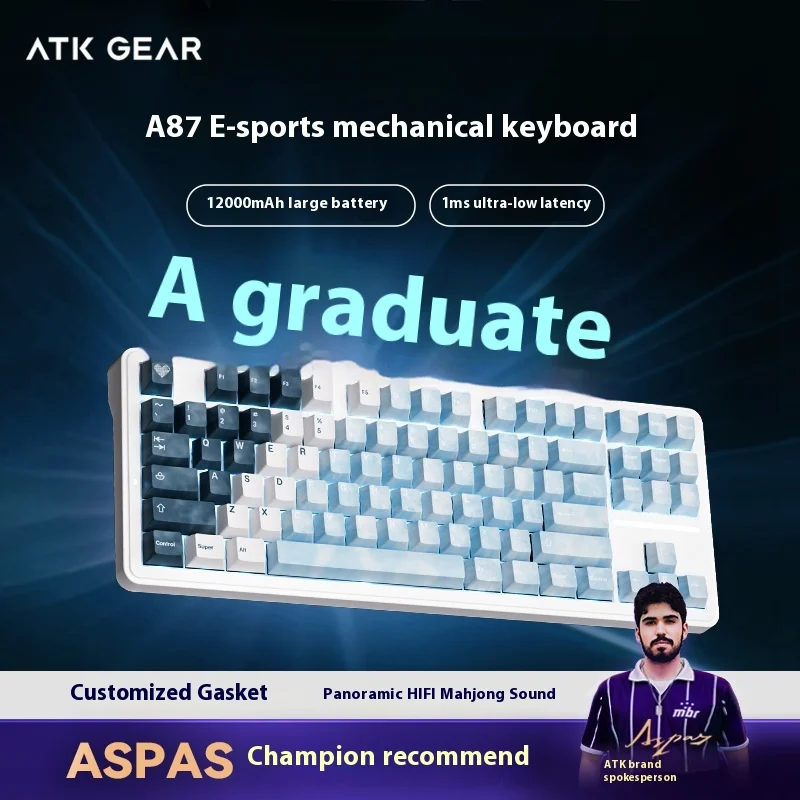 

Новая механическая клавиатура Atk A87, трехрежимная беспроводная Bluetooth-спортивная игра, специальная компьютерная офисная клавиатура