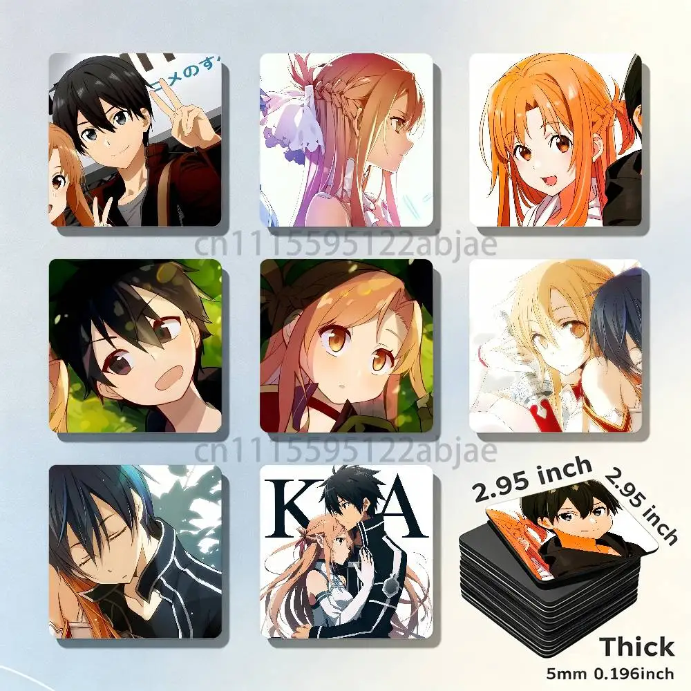 A-Asuna and Kirito S-Sword Art Online Magnet Refrigerator Fridge Sticker for Home Decor DIY Wall Decor