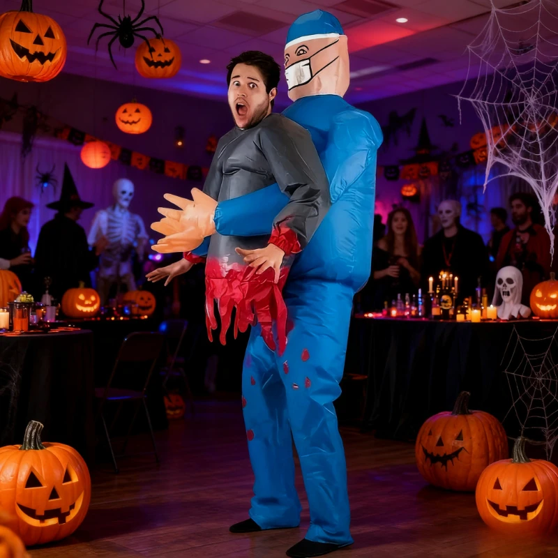 

Halloween Inflatable Surgeon Carry Me Costume,Funny Bloody Prank Fancy Dress for Halloween Party Carnival Novelty Cosplay Outfit