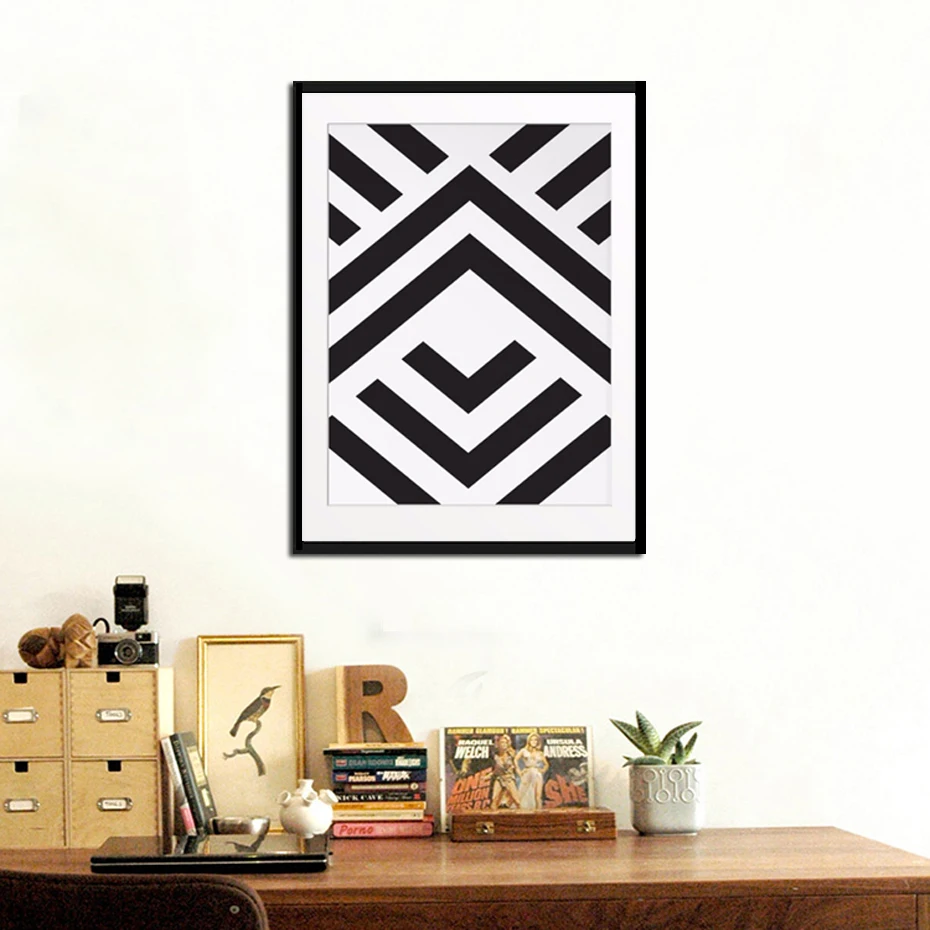 Abstract Aztec Chevron Geometric Minimalist Canvas Paintings Posters and Prints Black and White Kids Wall Art Picture Home Decor