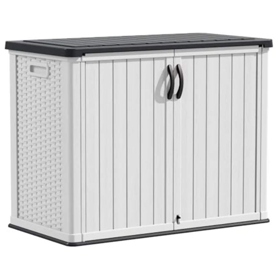 Outdoor Storage Cabinet Feet with Lockable Doors, Horizontal Storage Shed Waterproof Patio Tools Storage Box for Sofa Cushions,
