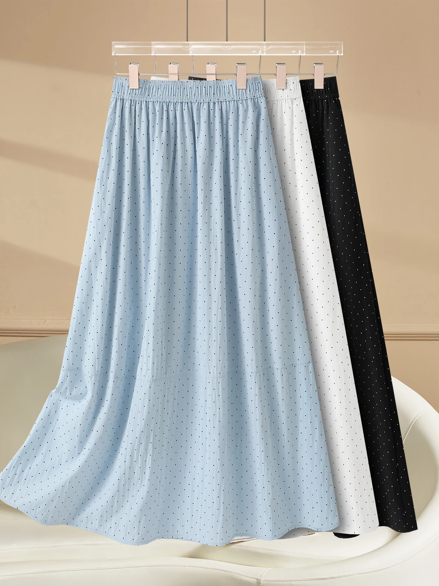 

Женская юбка миди А-силуэта с высокой талией, весна-лето 2026, новая модель, с эластичным поясом, стройнящая, скрывающая бедра, длинная юбка-солнце