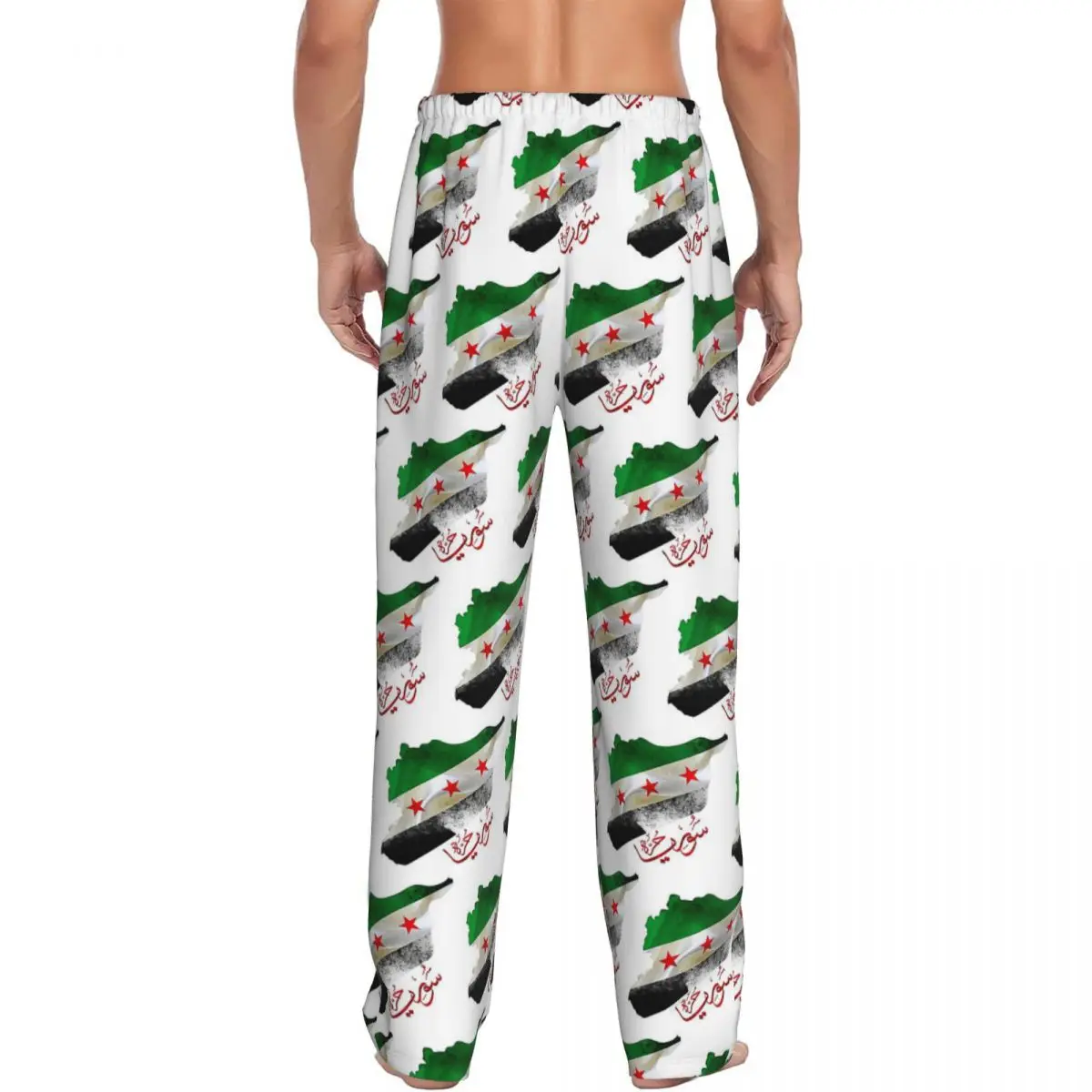 Custom Syria Revolution Flag Map Syrian Independence Calligraphy Pajama Pants Men Sleepwear Sleep Lounge Bottoms with Pockets view 2