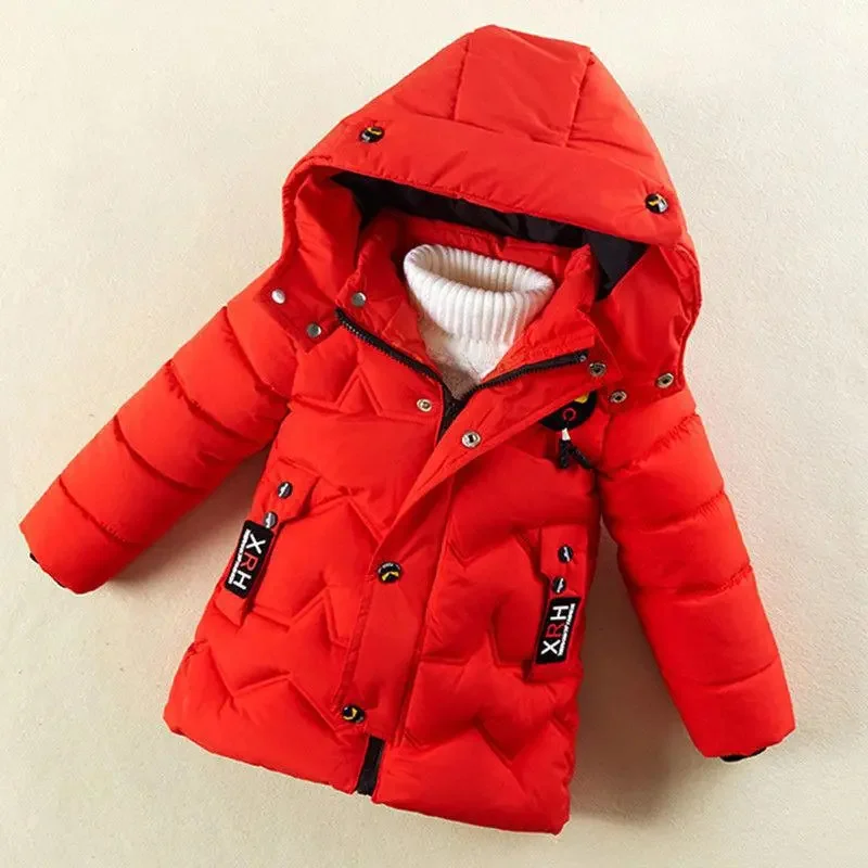 Boys Winter Jackets Children Clothing Warm Down Cotton Jacket Hooded Velvet Coat Thicken Outerwear Kids Parka Clothes Overcoat