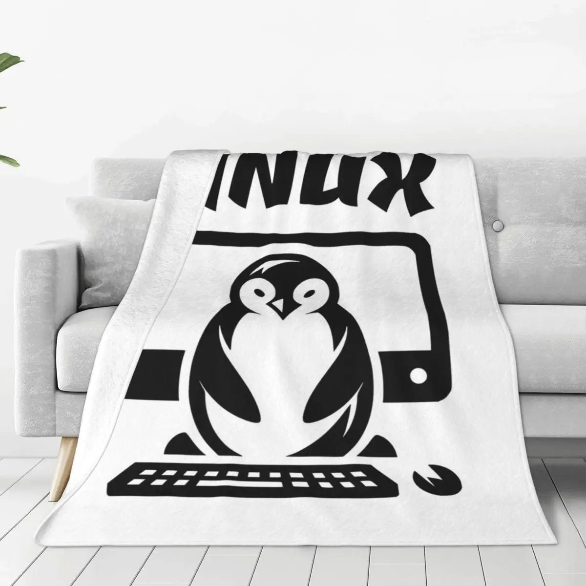 Linux Penguin Tux Blanket Soft Warm Flannel Throw Blanket Cover for Bed Living room Picnic Travel Home Couch