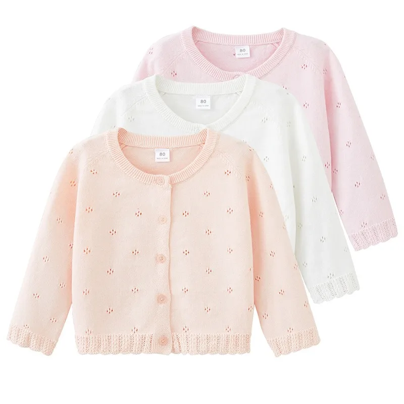 1-6 Years Orange Girls' Summer Cardigan Coat Buttons School Kid Cotton Sweater Jacket 1 2 3 4 5 6 Years Old Kids Clothes