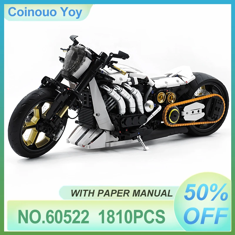 

1:5 Top Speed Motorcycle Building Blocks MOC 60522 Locomotive Model Bricks Autocycle Scooter Vehicle Toy Kit Chrismas Gifts Kids