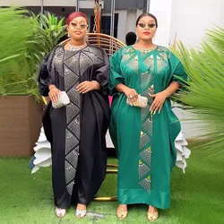 2024 Plus Size African Fashion Kaftan Evening Party Dresses Satin Boubou Robe outfit Africa abbigliamento Dashiki African Clothes