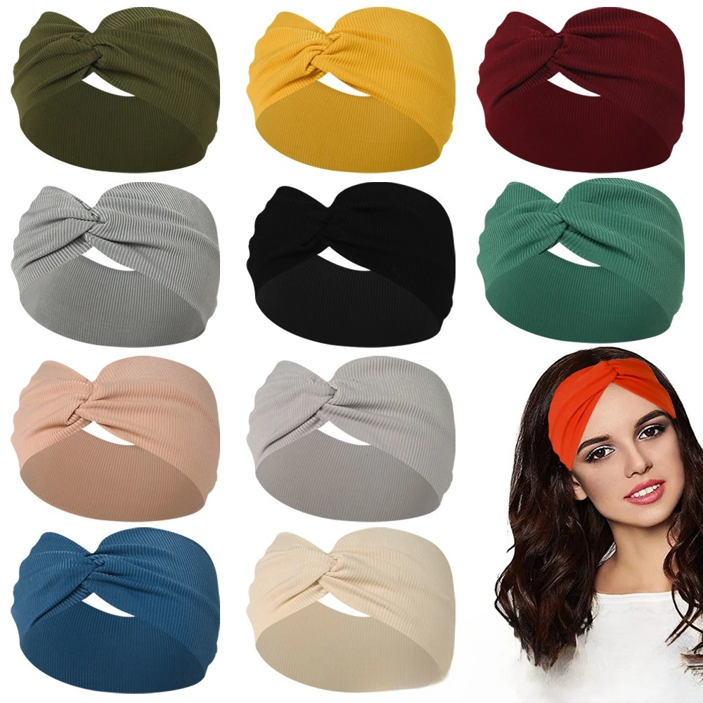 

Fashion Knit Cross Headband for Women Yoga Makeup Stretchy Hair Band